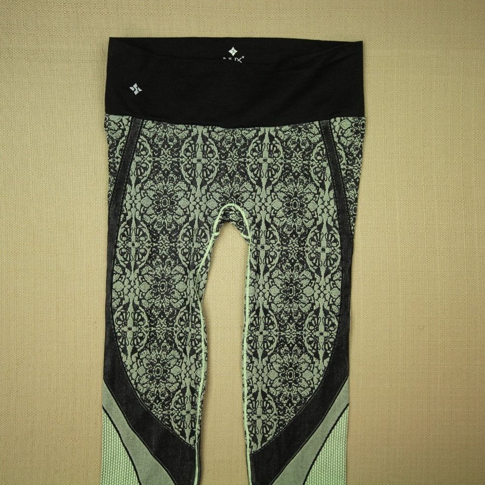 Nux Cropped Leggings Women's Size XS Pull On Green Black Activewear NWOT - Picture 5 of 7